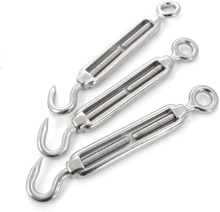 DQ-PP STAHLSEIL SET | 3mm | 50m | 6 x Seilklemmen Bügel 3mm | 2 x Spannschloss M4 Haken – Öse | Edel