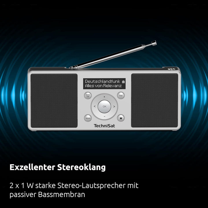 TechniSat DIGITRADIO 1 S - tragbares Stereo DAB Radio mit Akku (DAB+, UKW, FM, Lautsprecher, Kopfhör