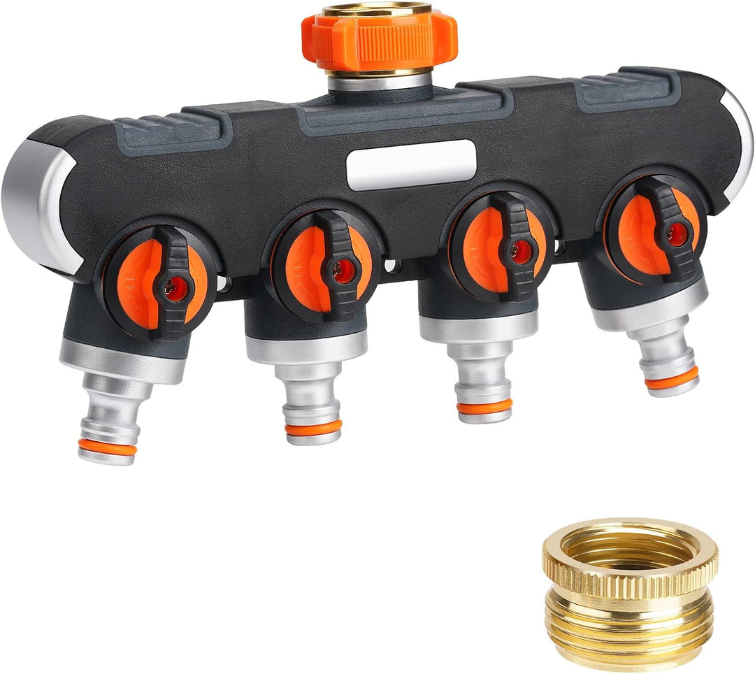 oumuik 4 Wege Verteiler 3/4-1/2 Zoll Wasser/Garten Verteiler für Gartenschlauch Kupplung mit Absperr
