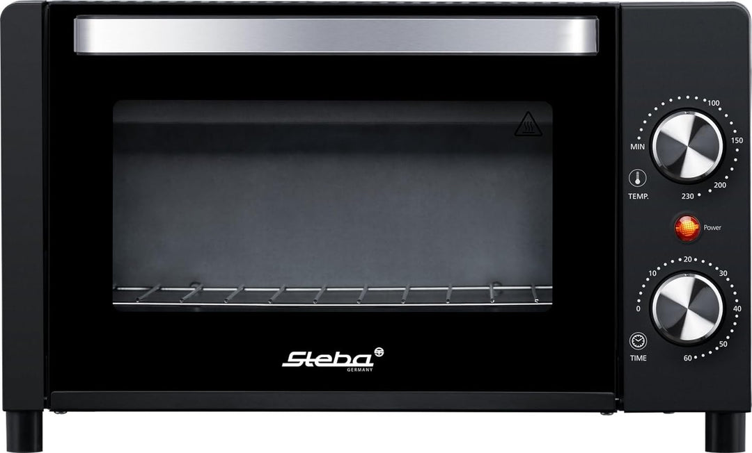Steba Mini-Backofen mit 9 Liter Volumen, Pizzatiefe bis Ø 22 cm, Doppel-Glastür, Ober- und Unterhitz