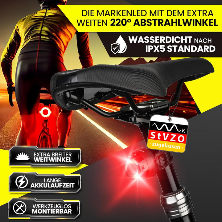 Dunlop Sports Fahrradlicht Set Fahrrad Licht - Extra helles LED mit Hochleistungs Akku - Fahrradbele