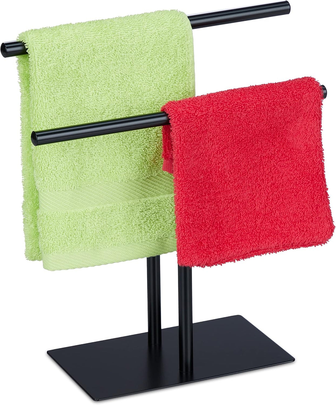 Relaxdays Handtuchständer, Waschlappenständer, HBT: 31 x 28,5 x 12 cm, 2 Stangen, Schmuckständer, Ba