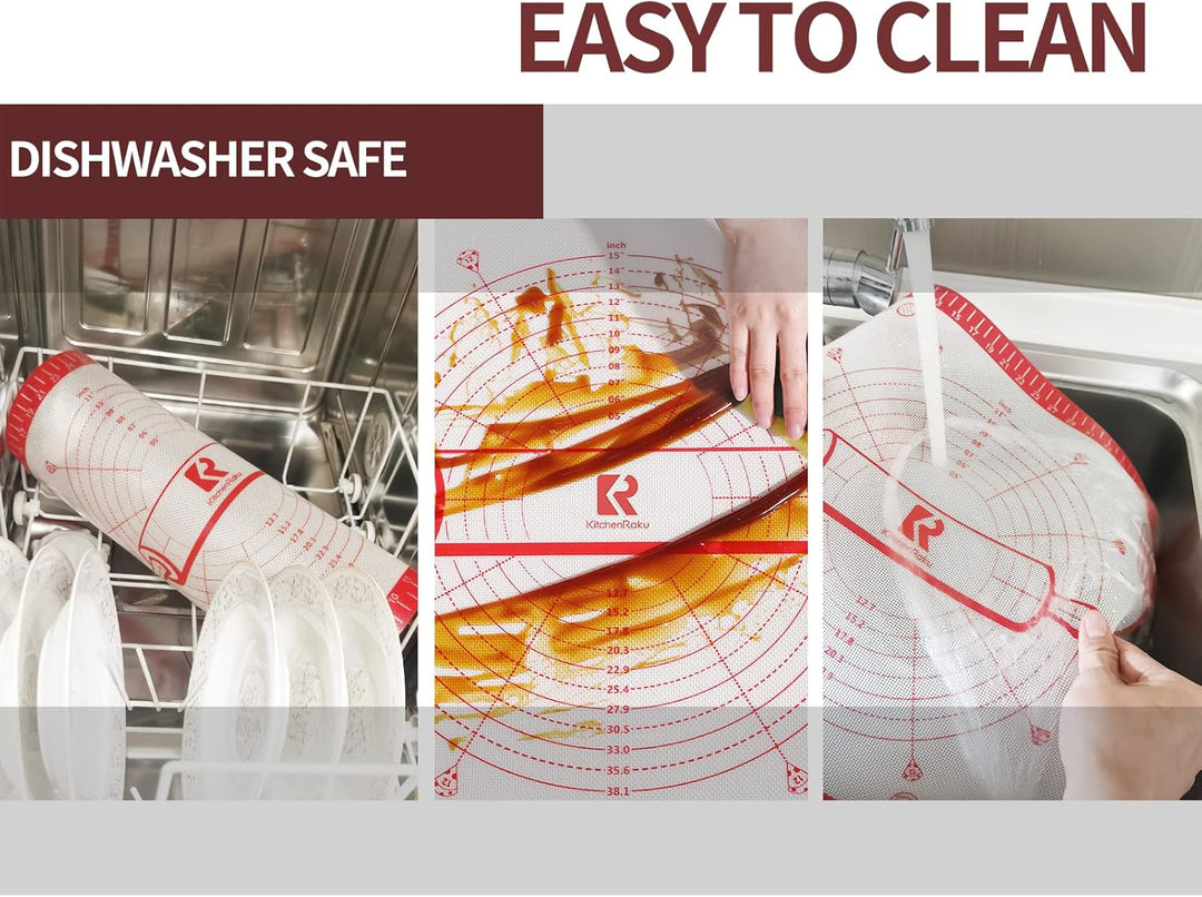 Silikon Backmatte Extra gross 91x 61cm, Grösse Antihafte Silikonmatte mit Messung, Teigmatte, Backen
