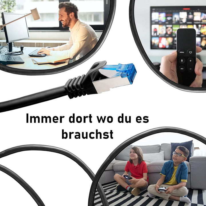 BIGtec - 10 Stück - 30m CAT.7 Gigabit Patchkabel Netzwerkkabel schwarz Kupferkabel Patch Ethernt LAN