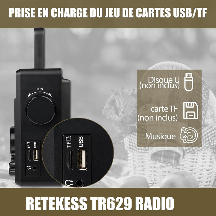 Retekess TR629 Tragbares Radio,Weltempfänger Radio mit Lautsprecher,FM AM SW LW,AC Kabel oder Batter