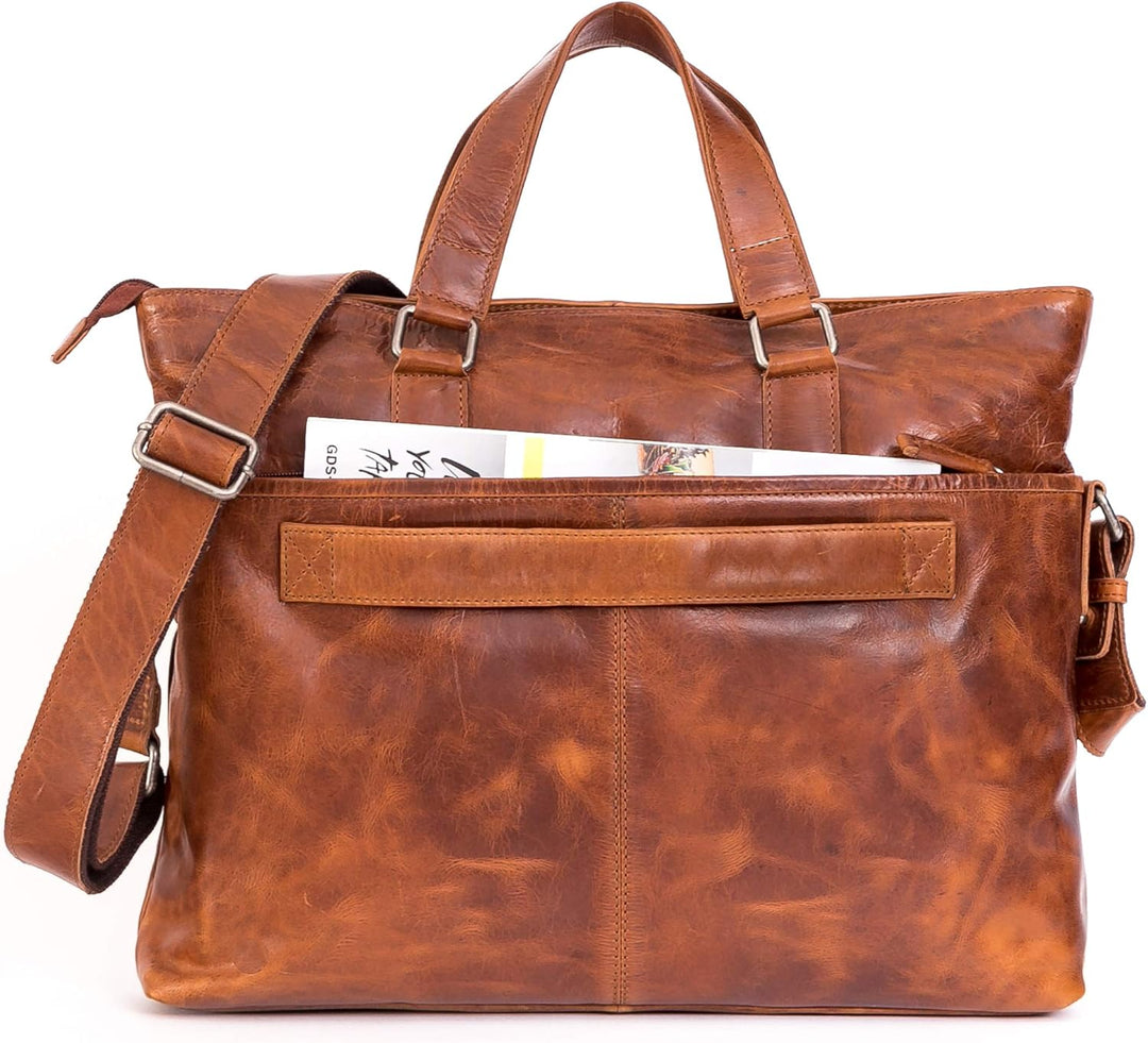 ALMADIH Leder Laptoptasche Aktentasche LEO Premium Rindsleder bd Business Tasche Umhängetasche Unita