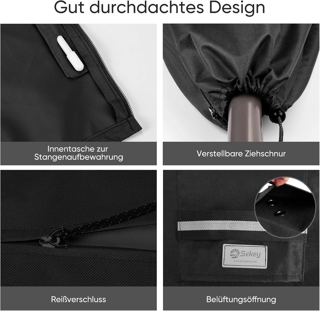 Sekey® Schutzhülle für Ø 300 cm Sonnenschirm, Abdeckhauben für Sonnenschirm