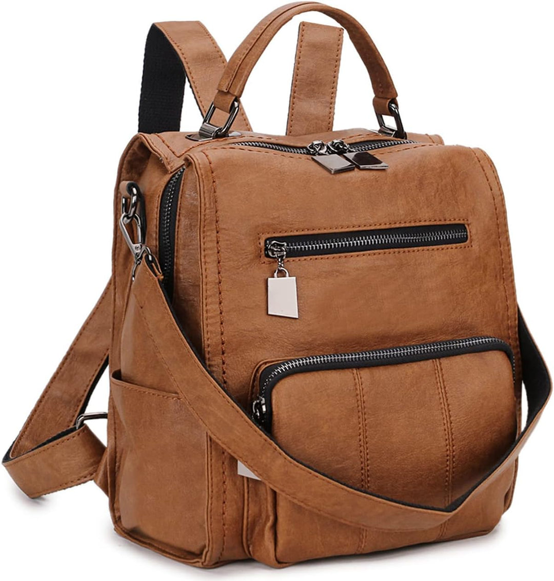 RAVUO Damen Rucksack,PU Leder Rucksack Mode Rucksäcke Rucksackhandtaschen Schulrucksäcke Reise Daypa