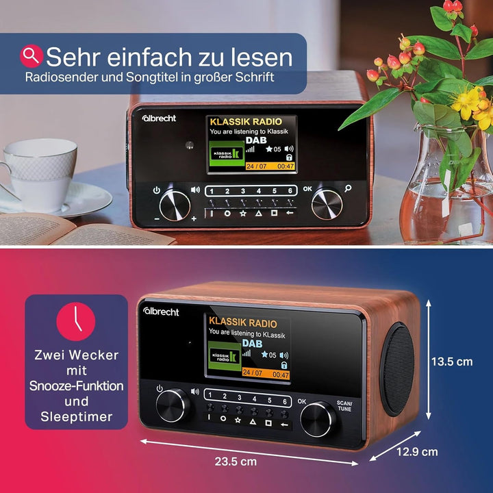 Albrecht DR 866 Seniroren und Blindenradio - mit Sprachausgabe und grossem Display, schwarz, 27866