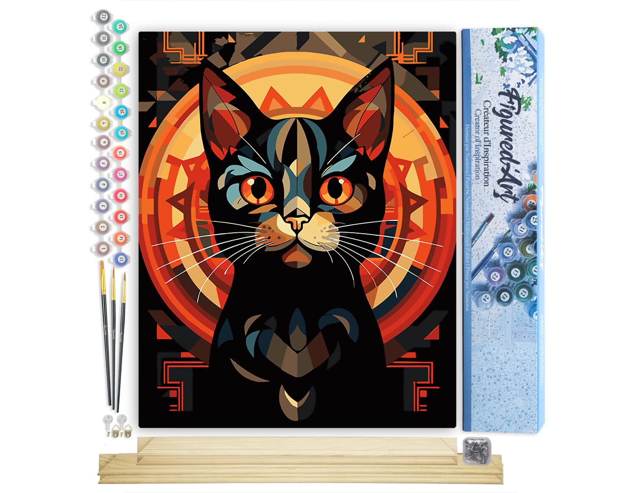 Figured'Art Malen Nach Zahlen Erwachsene Mit Rahmen Art-Deco-Schwarze