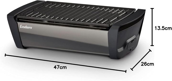 Enders Aurora Mirror raucharmer Tischgrill, mit Guss-Rost, Holzkohle-Grill, kleiner Grill, Balkon-Gr