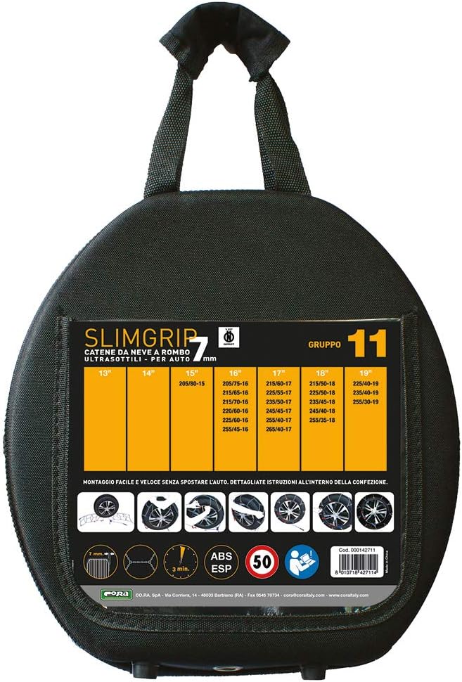 Cora 000142711 Schneeketten für Auto Slim Grip 7 mm, Gruppe 11 gruppo 11, gruppo 11