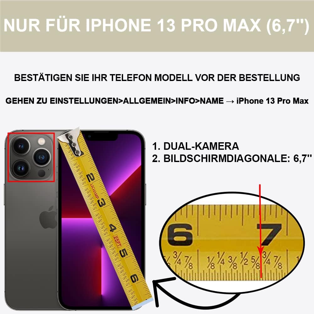 CUSTYPE iPhone 13 Pro Max Hülle, Handyhülle iPhone 13 Pro Max mit Kartenfach und Ringständer, Brieft