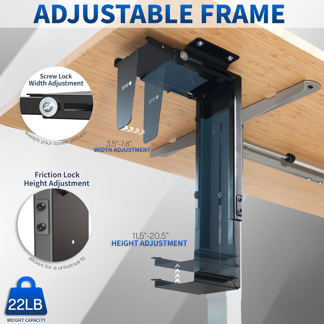 VIVO MOUNT-PC01 Verstellbare PC-Halterung für Schreibtisch und Wand, Computergehäuse-Halterung mit D