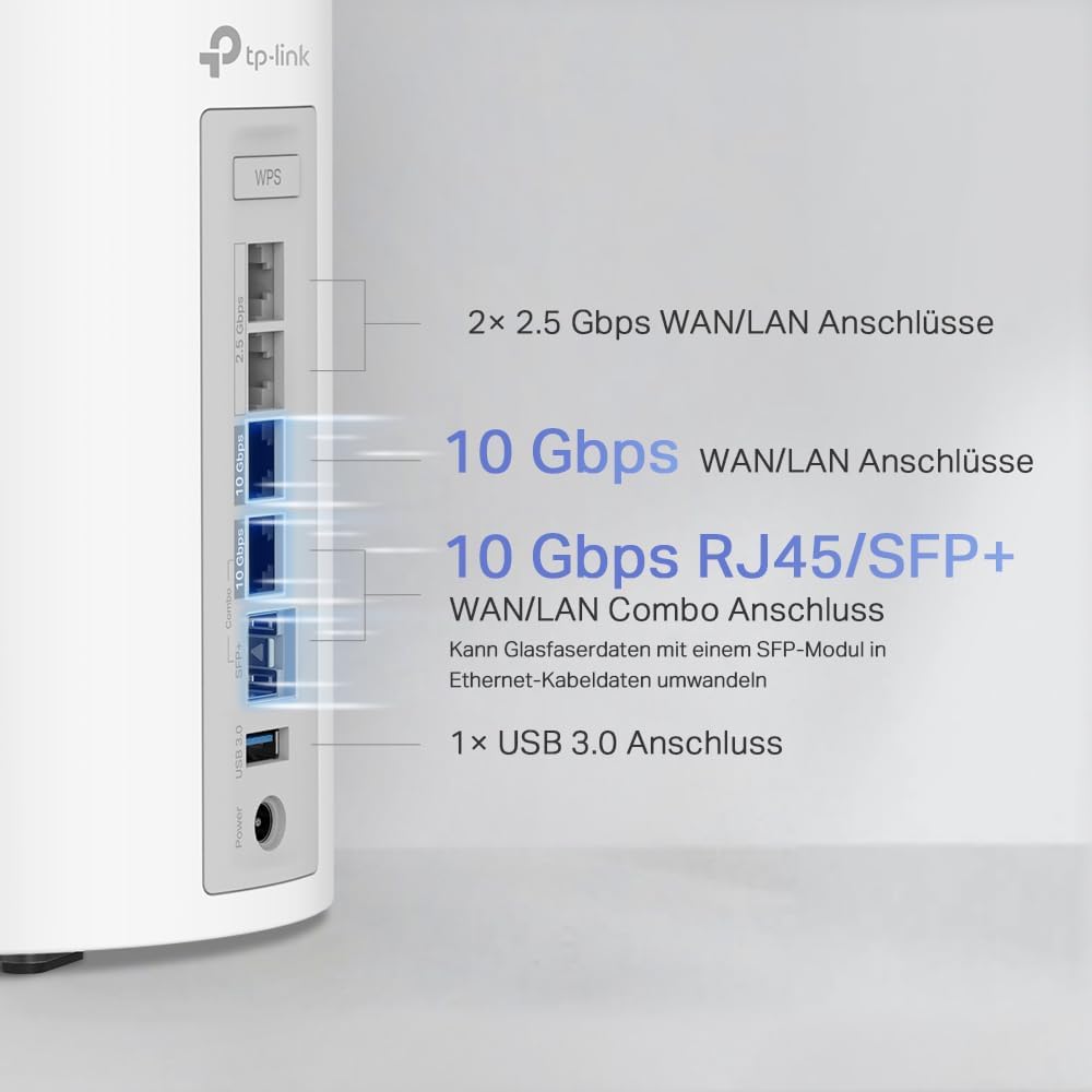 TP-Link Deco BE85 Wi-Fi 7 Mesh WLAN-Set, BE19000 Tri-Band-Router und Repeater (10 Gbit/s Ethernet/Gl