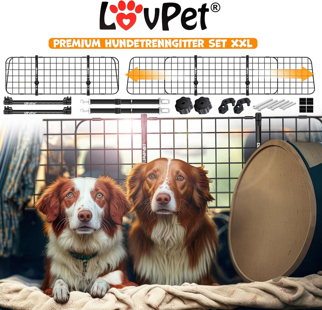 Lovpet® Hundegitter Auto, Autoschutzgitter Trenngitter Universal, verstellbare Breite, Kopfstütze Ko