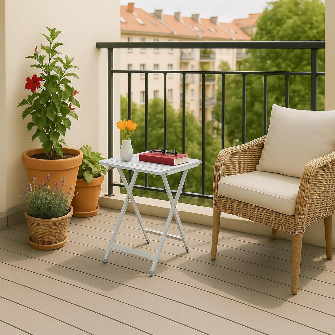 Relaxdays Klapptisch, wetterfest, Beistelltisch HBT: 61 x 49,5 x 47,5 cm für den Garten, robustes Al