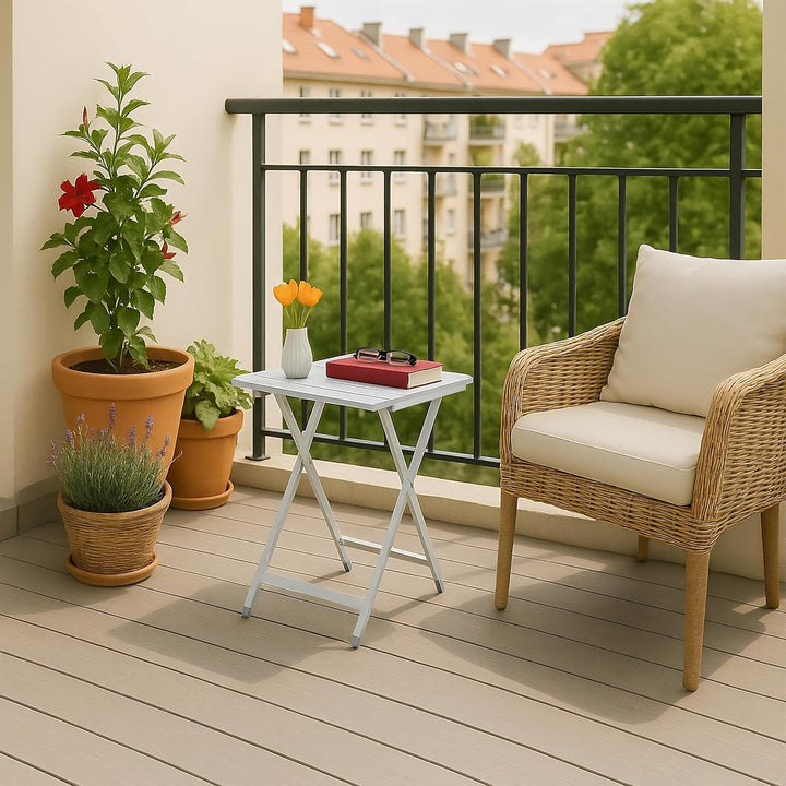 Relaxdays Klapptisch, wetterfest, Beistelltisch HBT: 61 x 49,5 x 47,5 cm für den Garten, robustes Al