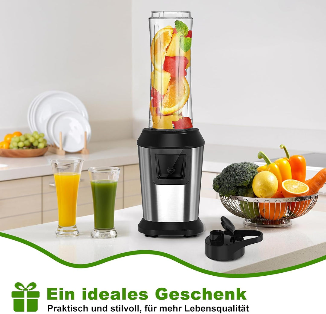 Mixer, Smoothie Maker, 500W Standmixer to Go mit 2x600ml Smoothie Flaschen BPA frei Tritan,Tragbarer