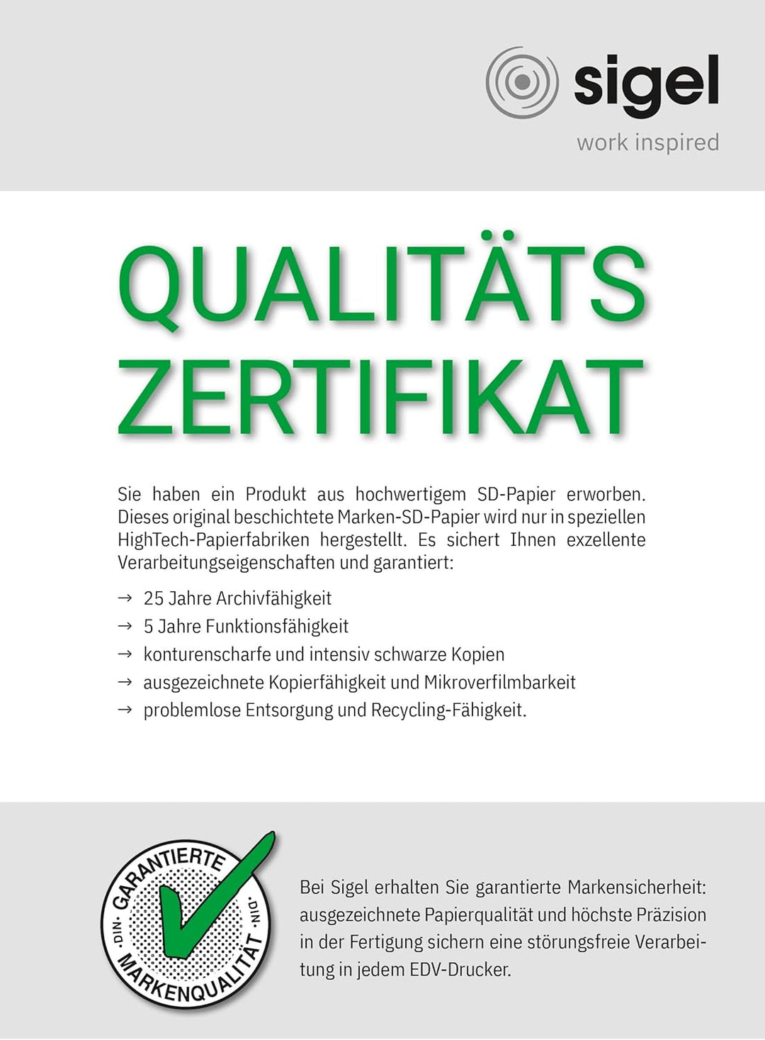 SIGEL 32246 Endlospapier 12 Zoll x 240 mm (A4 hoch), 80/57 g, 1000 Sätze 2fach