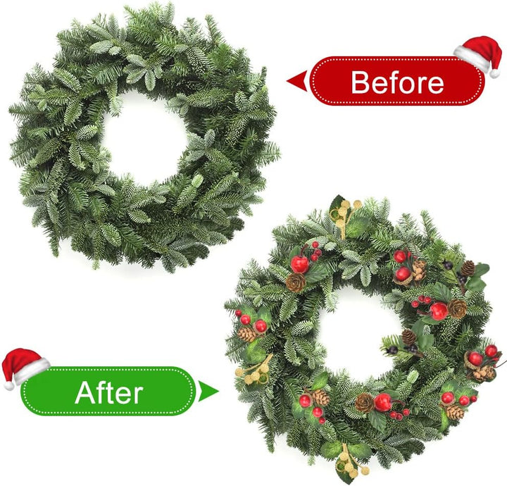 BUZIFU 20pcs Weihnachtsbeeren Picks künstliche Tannenzapfen Weihnachtsdekoration Aussen Weihnachtsbe