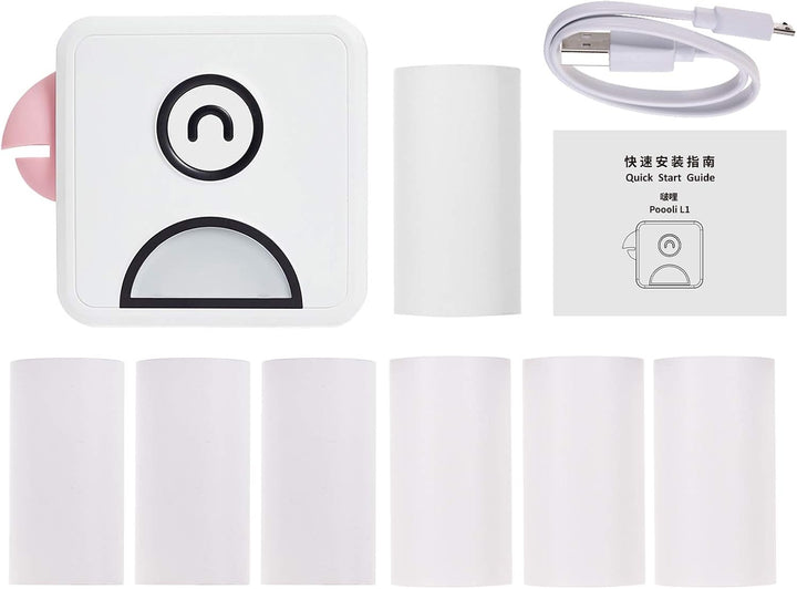 Bisofice Poooli Fotodrucker für Smartphone, Mini Fotodrucker mit 7 Rollen Thermopapier, Mini Drucker