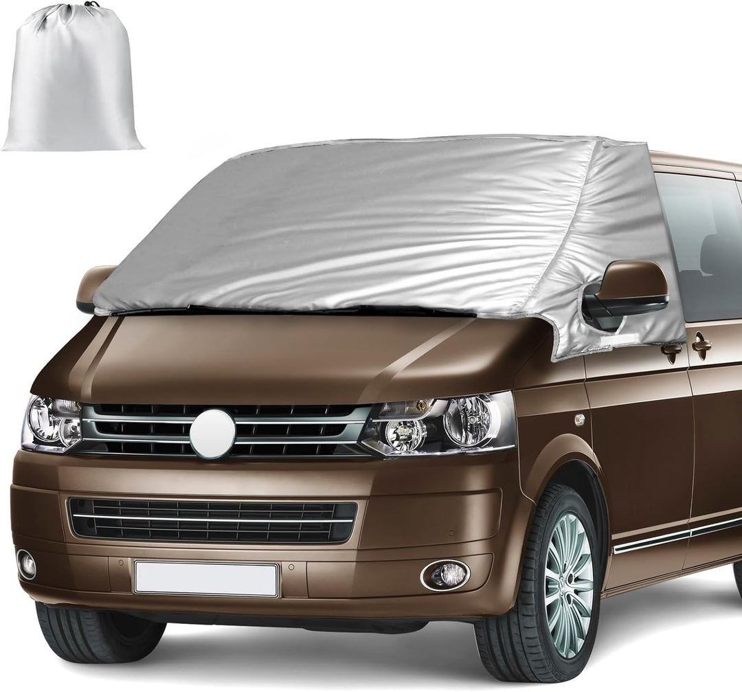 Auto Windschutzscheiben Abdeckung passend für VW T5 Caddy 2010-2020, Faltbare Silber Externe Thermo