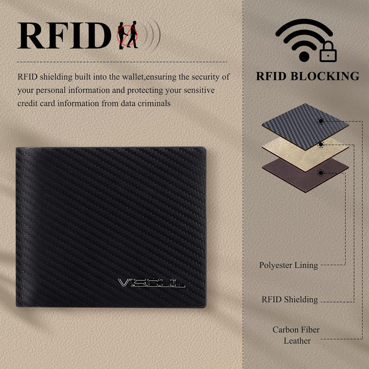 VISOUL Leder Geldbörse Herren mit ID-Fenster/Münzfach & RFID Schutz I Echtleder Geldbeutel für Männe