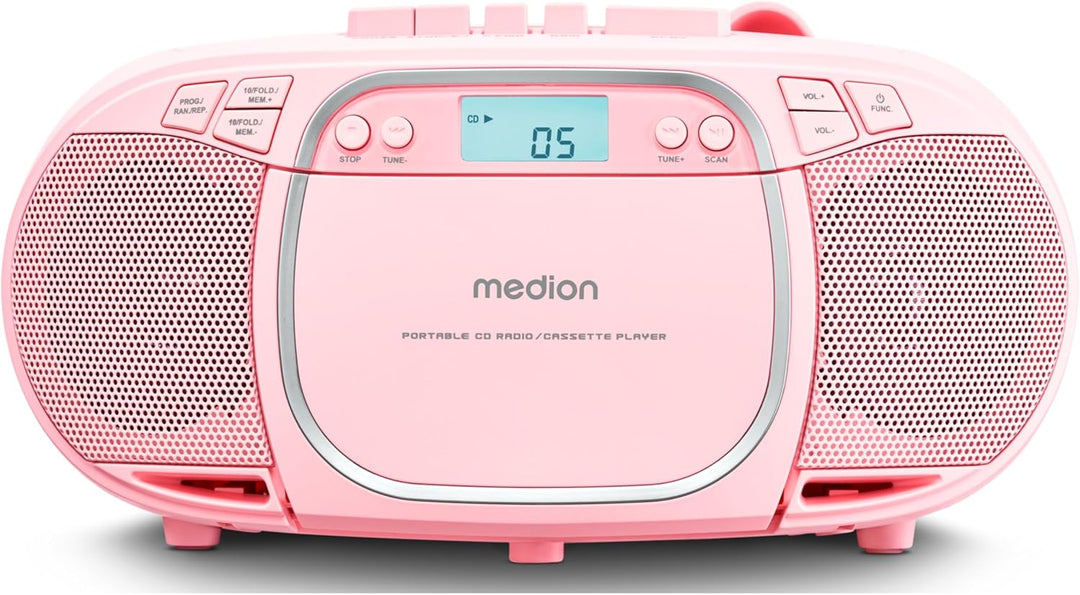MEDION E66476 Stereo Sound System (Boombox, CD-Player, MP3, Kassette, tragbarer Kassettenspieler für