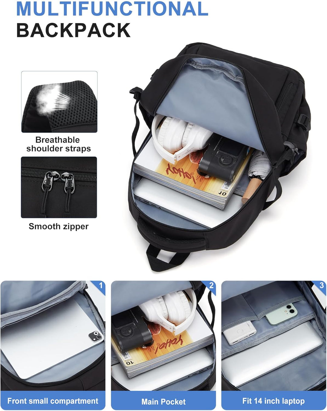 Schulrucksack Mädchen, Lässig Rucksack Damen Klein Modern Elegant Travelite Leichter Laptop Daypack