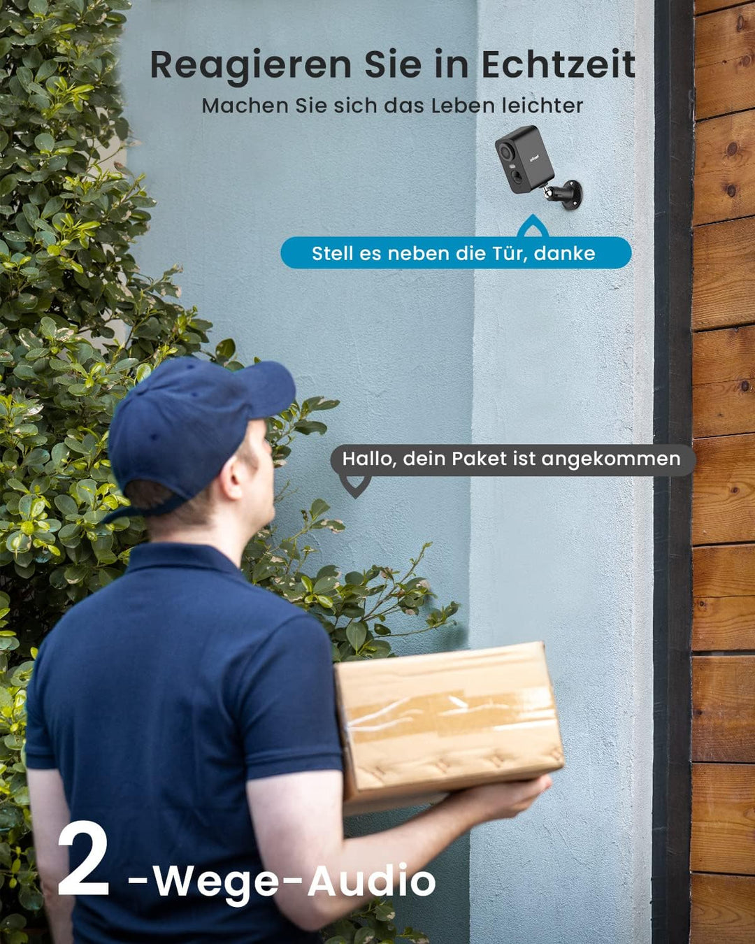 ieGeek 2K (Type-C) Überwachungskamera Aussen Akku Kabellose mit Solarplatten, 5200mAh Akku Kamera Üb