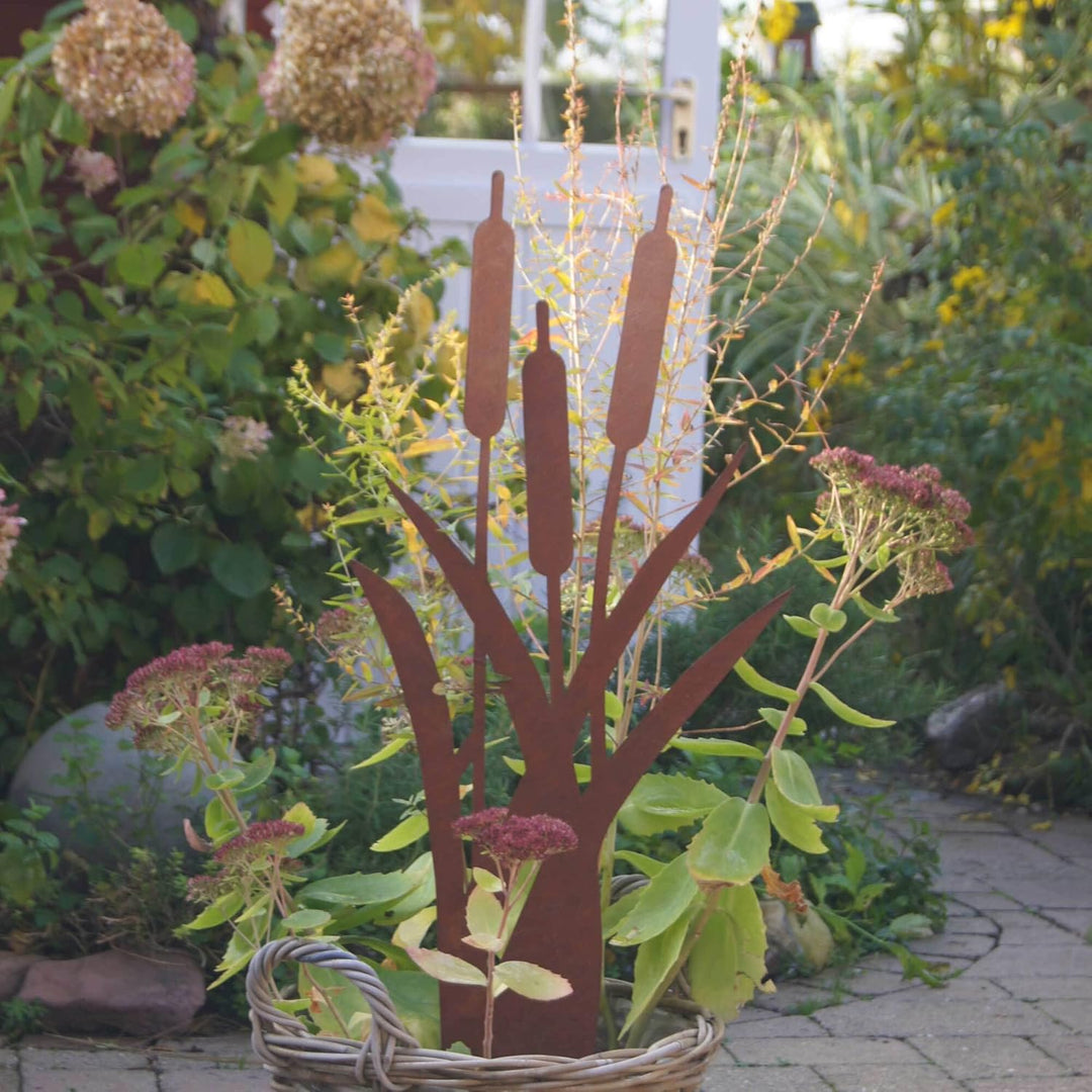 UNUS Garden Roststecker Schilfgräser, Gartendeko Rostoptik, Gartenstecker aus Edelrost, Rost Deko fü