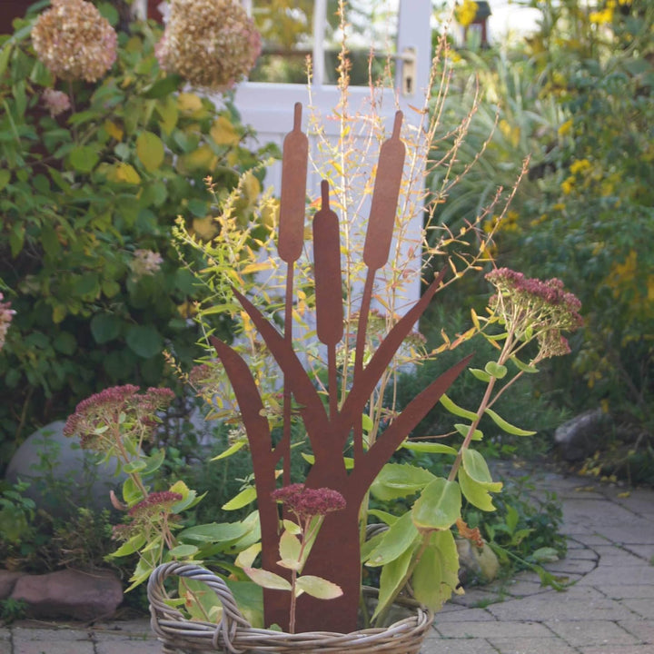 UNUS Garden Roststecker Schilfgräser, Gartendeko Rostoptik, Gartenstecker aus Edelrost, Rost Deko fü