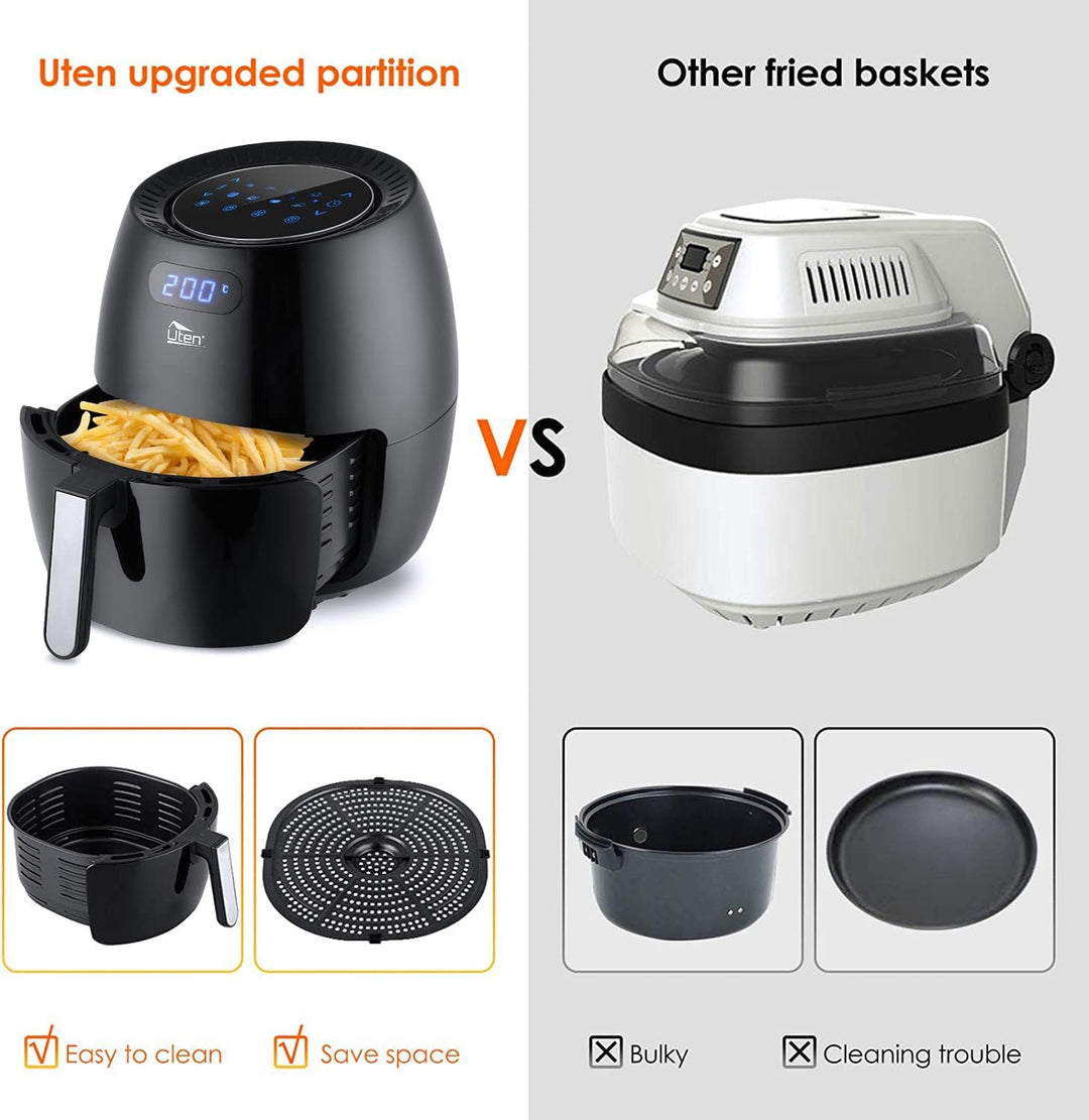 Heissluftfritteuse,Uten 6.5L Airfryer XXL Heissluftfriteuse mit digital LED-Touchscreen,8 programmen