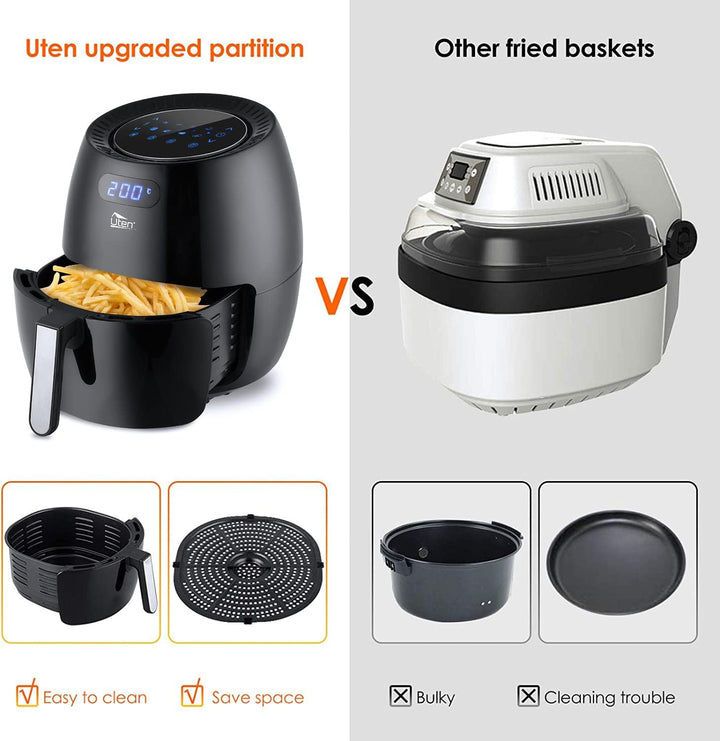Heissluftfritteuse,Uten 6.5L Airfryer XXL Heissluftfriteuse mit digital LED-Touchscreen,8 programmen