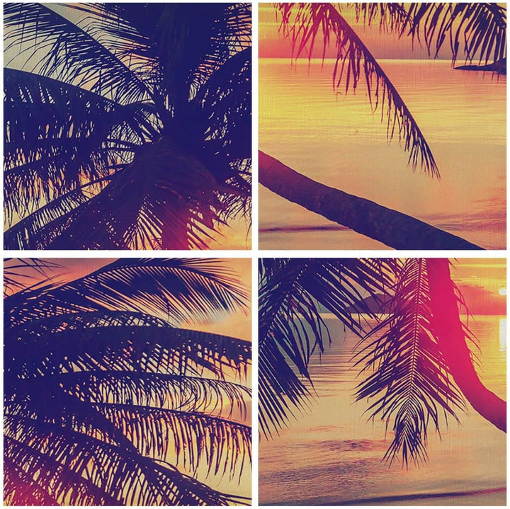 Bilder auf Leinwand 100x70cm Leinwandbild mit Rahmen Meer Strand Palme Gross Wanddeko Bild Schlafzim