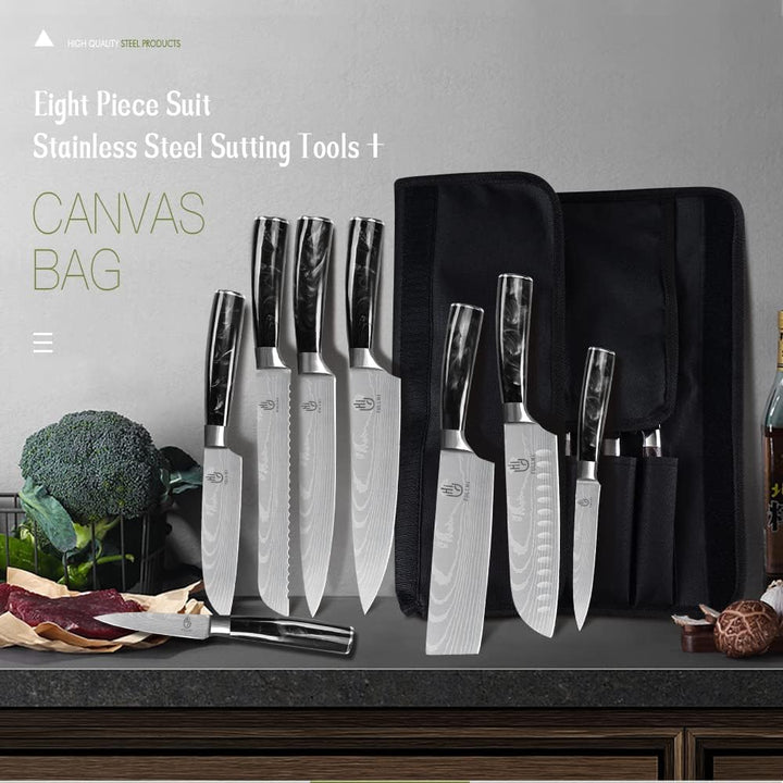 FULLHI Messer Set, 14pcs japanisches Messer Set, Mehrfarbige Premium deutsche Edelstahl Küchenmesser