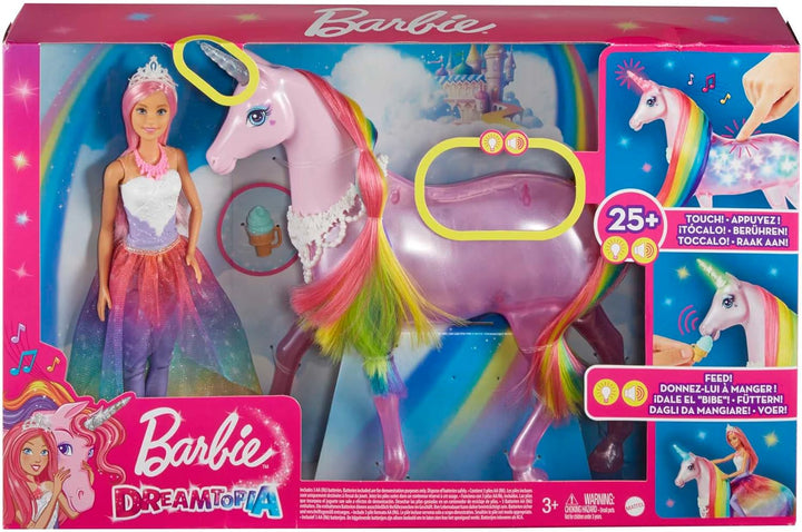 Barbie Dreamtopia Einhorn-Puppe, Barbie Dreamtopia Rainbow Magic Light Einhorn mit 25+ Licht, inkl.