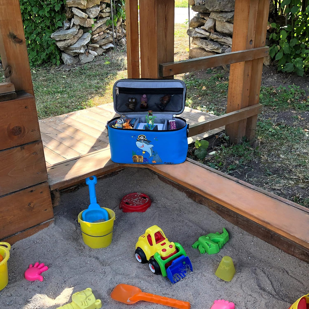 PUNALU Tasche für Toniebox, Platz für 30 Tonies, Ladegerät und Kopfhörer Toniebox Tasche (Hai hellbl