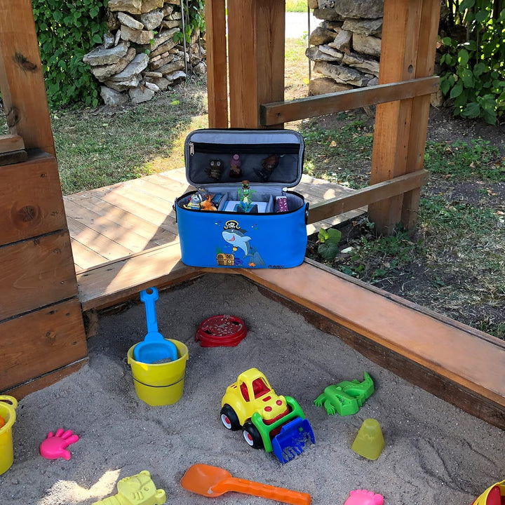 PUNALU Tasche für Toniebox, Platz für 30 Tonies, Ladegerät und Kopfhörer Toniebox Tasche (Hai hellbl