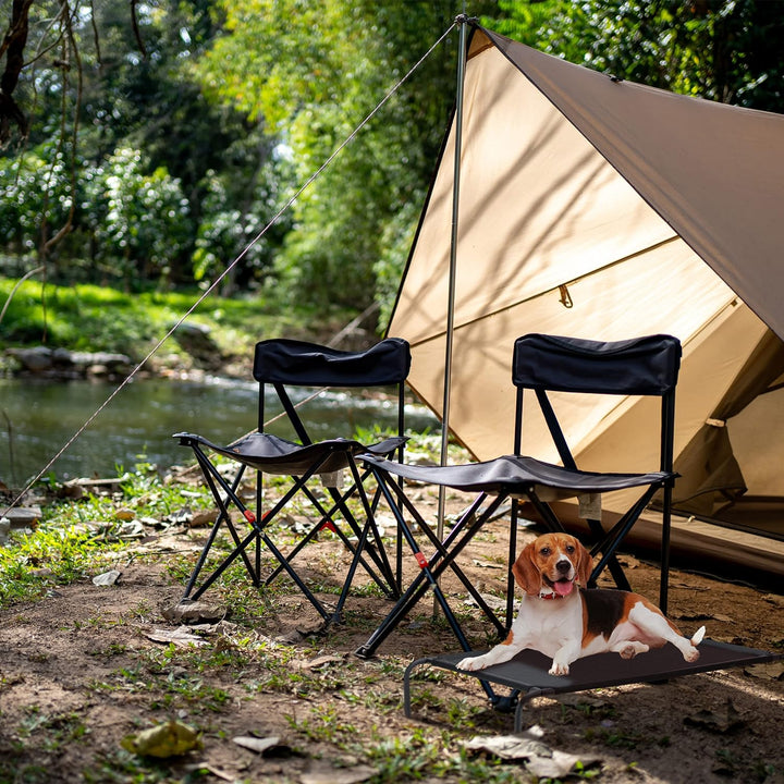 Relaxdays Hundeliege Outdoor, erhöhtes Hundebett bis 35 kg, HBT: 19x111x65 cm, Hunde Feldbett Garten
