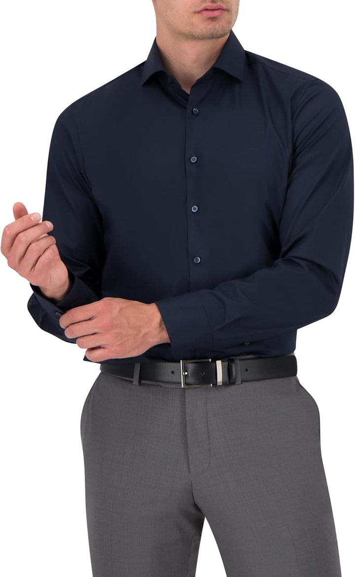 OLYMP Herren Businesshemd Langarm Level Five,Einfarbig,Body fit,Royal Kent 38 Marine 18, 38 Marine 1