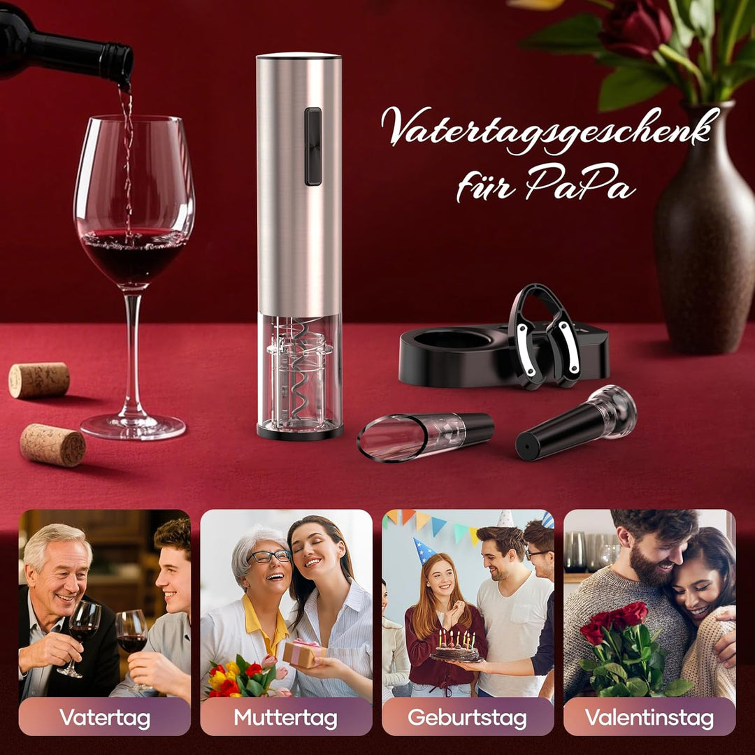 Crenova 4-in-1 Elektronischer Weinöffner, wieder aufladbarer automatischer Korkenzieher Weinflaschen