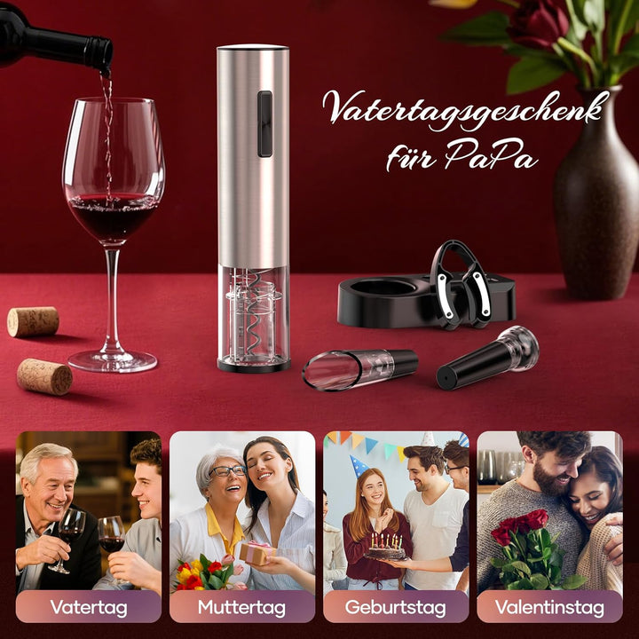 Crenova 4-in-1 Elektronischer Weinöffner, wieder aufladbarer automatischer Korkenzieher Weinflaschen