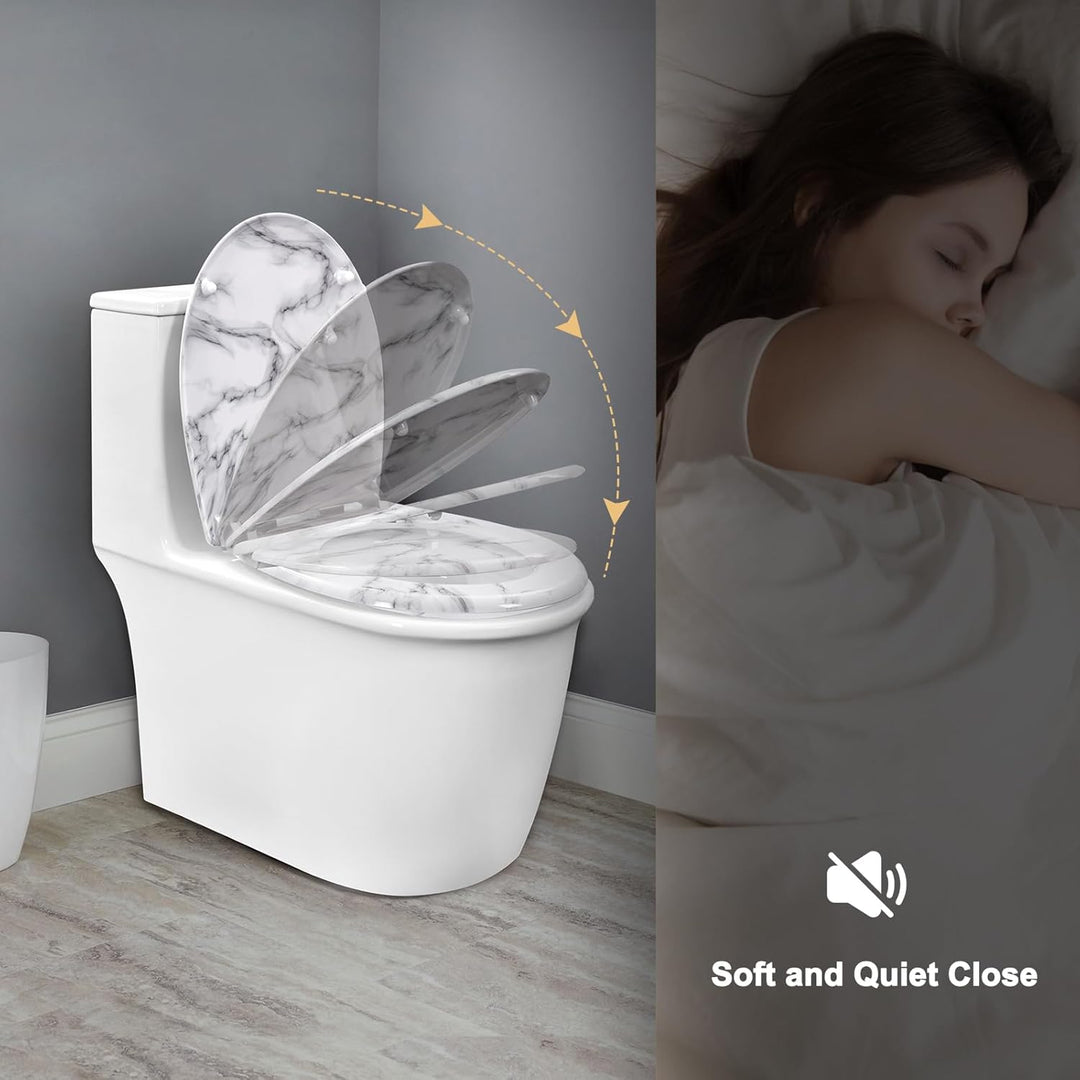 WOLTU Toilettendeckel, WC Sitz mit Absenkautomatik, Klodeckel Klobrille mit Quick-Release-Funktion,