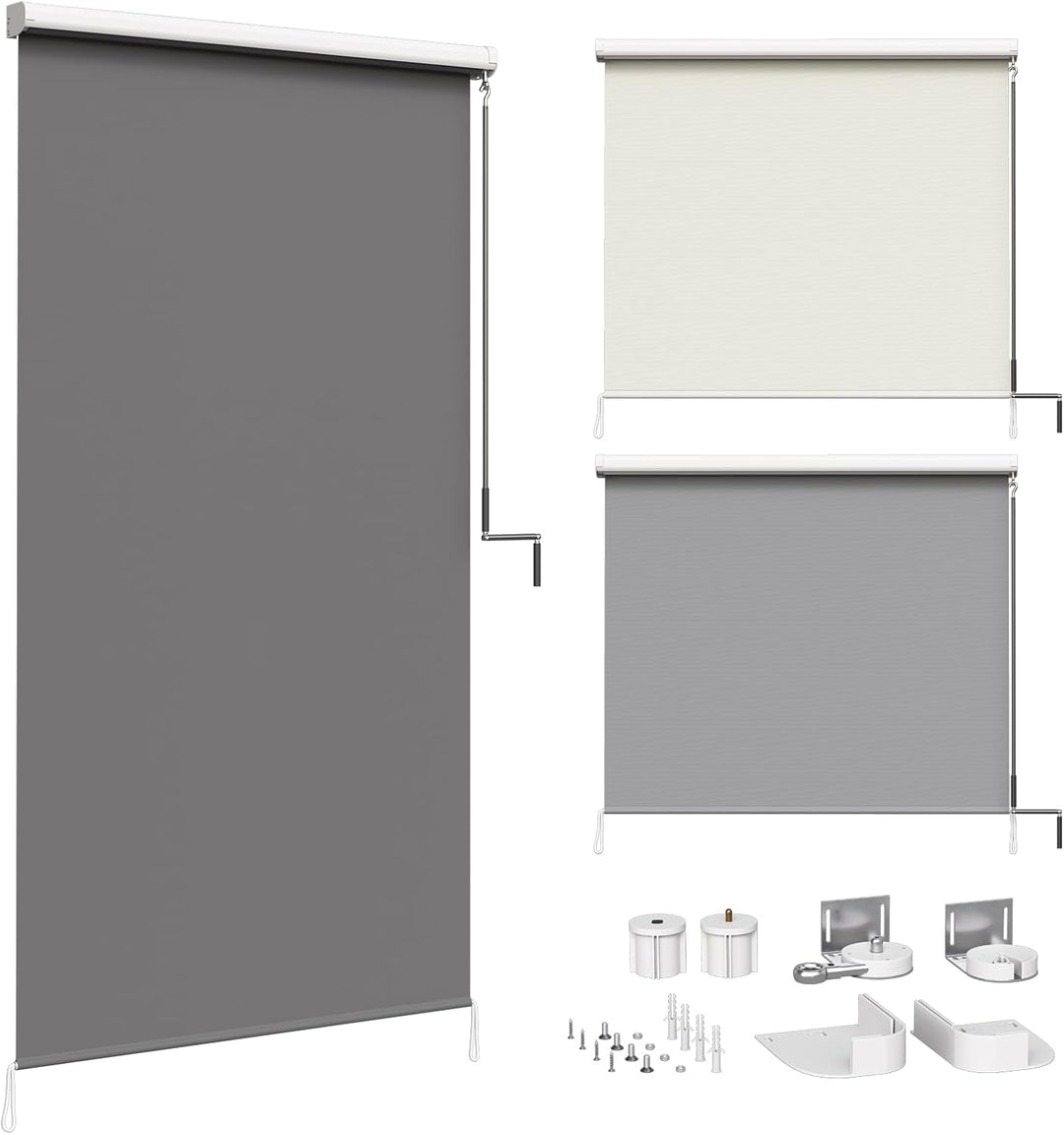 WOLTU Senkrechtmarkise Balkonmarkise Vertikalmarkise mit Handkurbel und Markisenkassette für Terrass