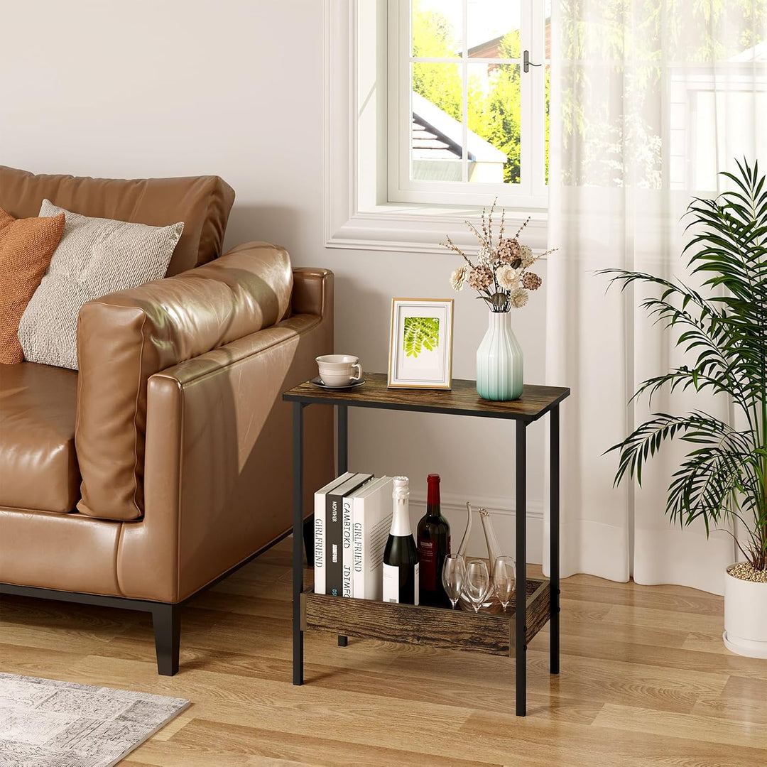 WOLTU Beistelltisch, Couchtisch mit 2 Ablagen, Konsolentisch mit Stauraum im Wohnzimmer, Wohnzimmert