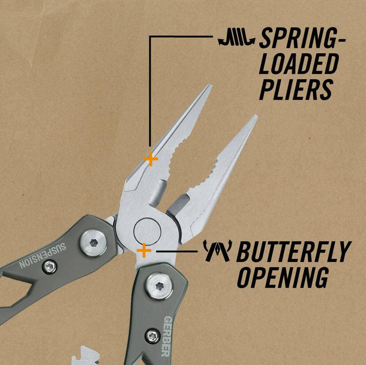 Gerber Multifunktionswerkzeug mit Nylon-Scheide und 12 Funktionen, Suspension Multi-Tool, 1003720 12