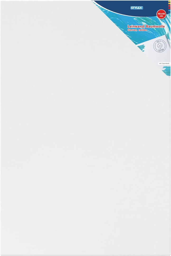 Stylex 28662-P6 - Keilrahmen 40 x 60 cm, mit Leinwand aus 100 % Baumwollgewebe bespannt, grundiert,
