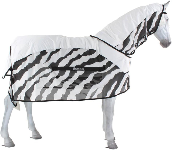 Bucas Buzz-Off Rain Zebra & Neck, Farbe:Zebra, Grösse:120 cm / 5'3 Zebra 120 cm / 5'3
